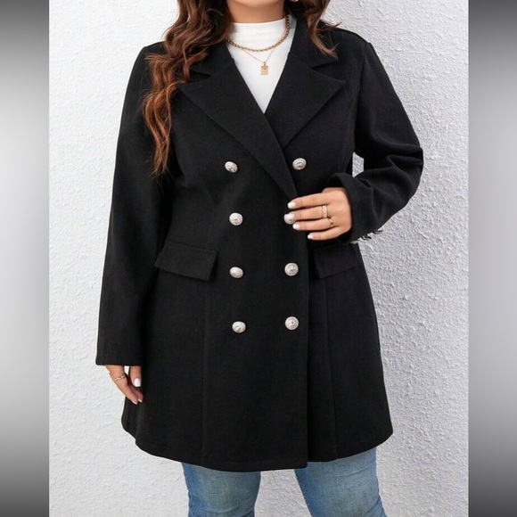 Luxe lapel collar double breasted cape poncho coat jacket